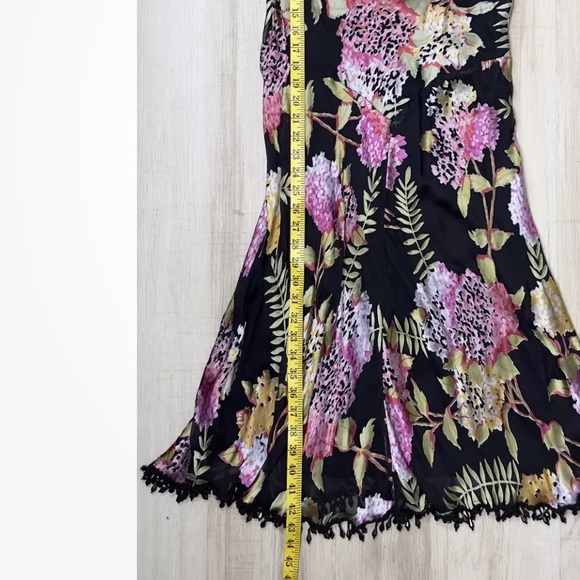 Vintage Betsy Johnson Vibrant Tropical Print Silk Strapless Beaded Dress 10 - Picture 6 of 8